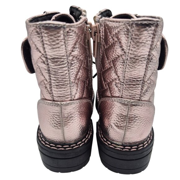 Kurt Geiger London Girl's  Metallic Pink Leather Strap Ankle  Boots Size 5 C (44 - Picture 4 of 10
